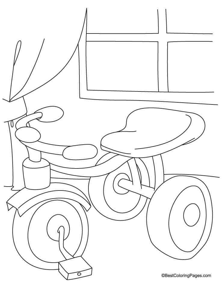 Tricycle coloring page 1 | Download Free Tricycle coloring page 1 