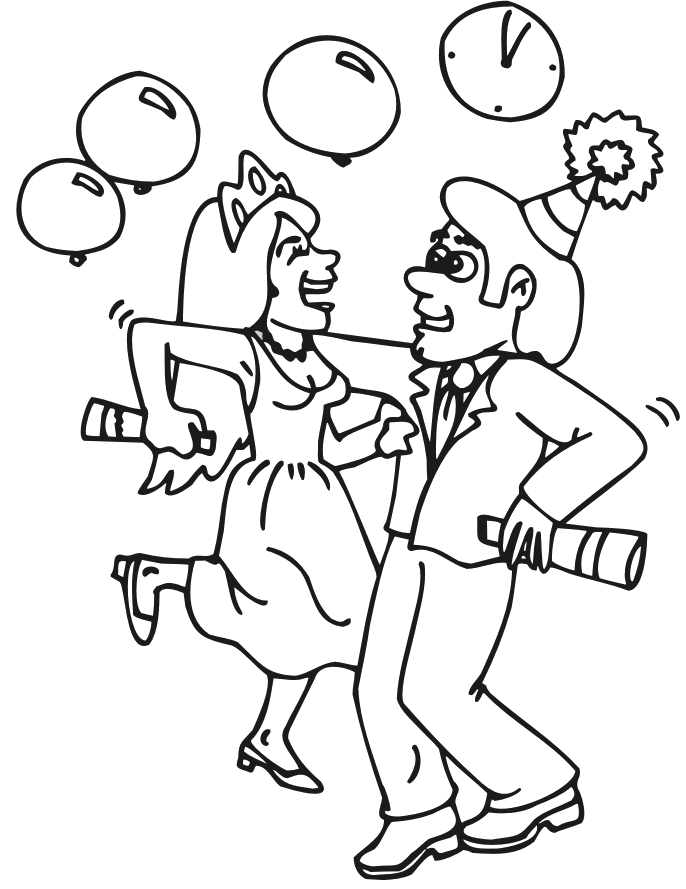 Happy Party Of New Year Eve Coloring Pages - New Year Coloring 