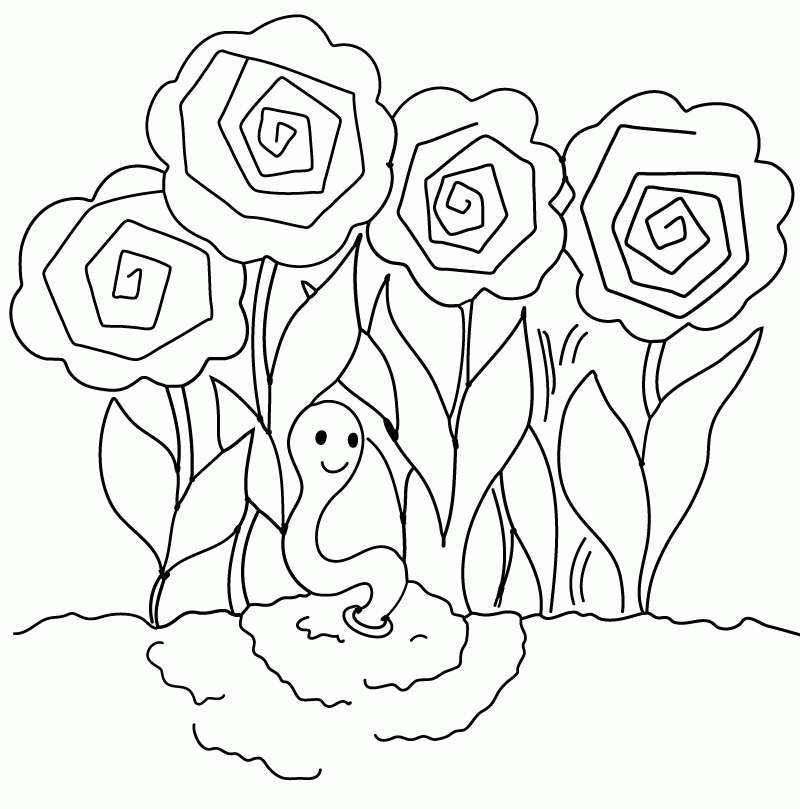 Flowers: Sweet Peony Peonies Roses Garden Worm Coloring Pages 