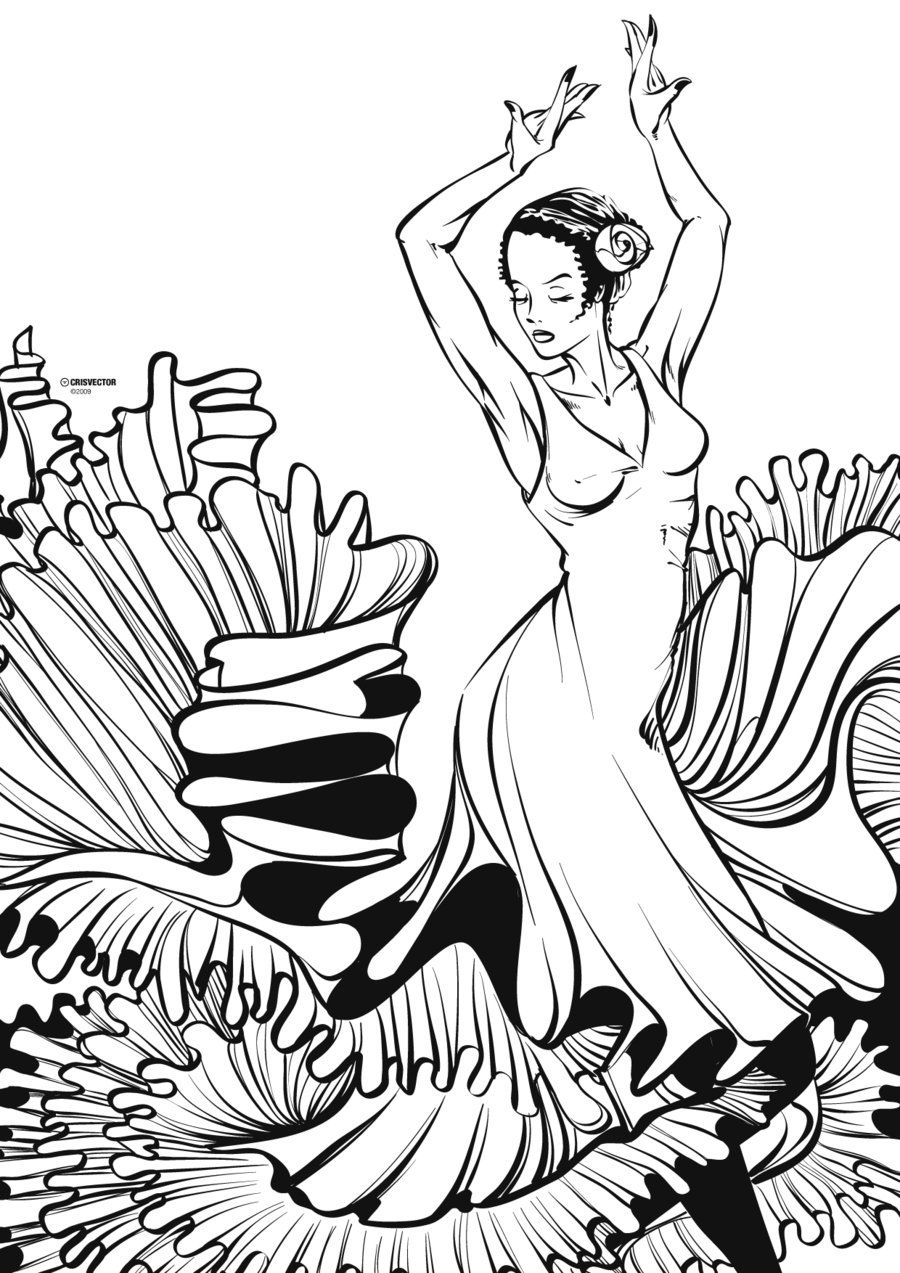 Flamenco Girl Coloring Page   Coloring Home