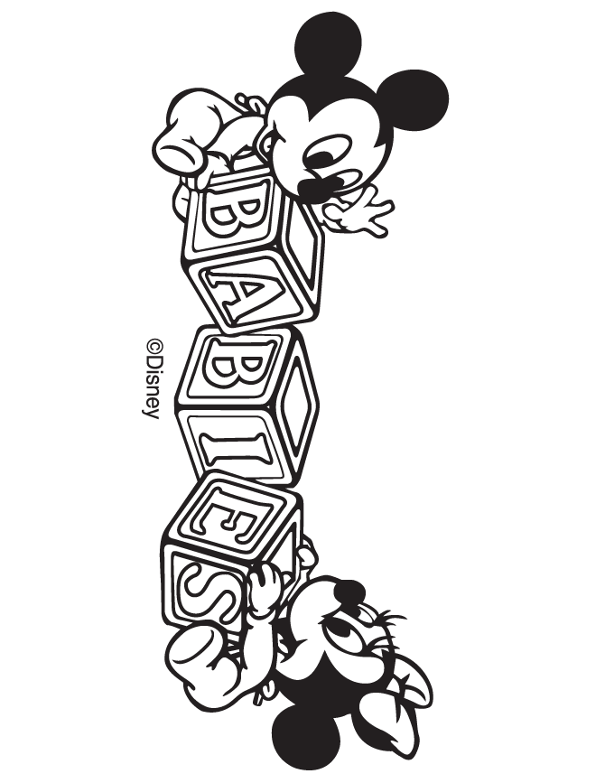 Baby Mickey And Minnie Mouse Coloring Page