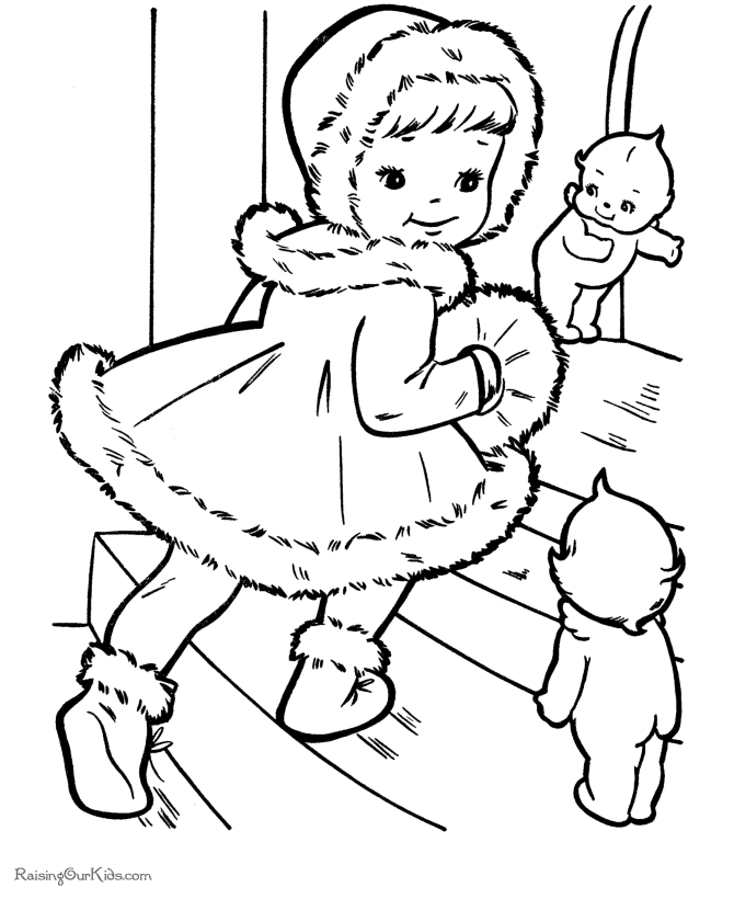 Kids printable Christmas coloring pages - A Christmas visit - Kids Christmas coloring pages - Visiting! - Christmas Coloring Pages For Kids Printable