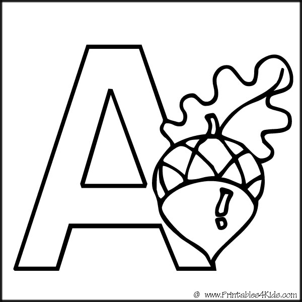 alphabet-coloring-a : Printables for Kids – free word search puzzles, coloring  pages, and other activities