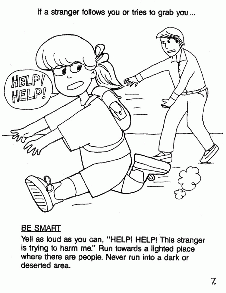 Coloring Pages For Girls: Stranger Safety Coloring Sheets
