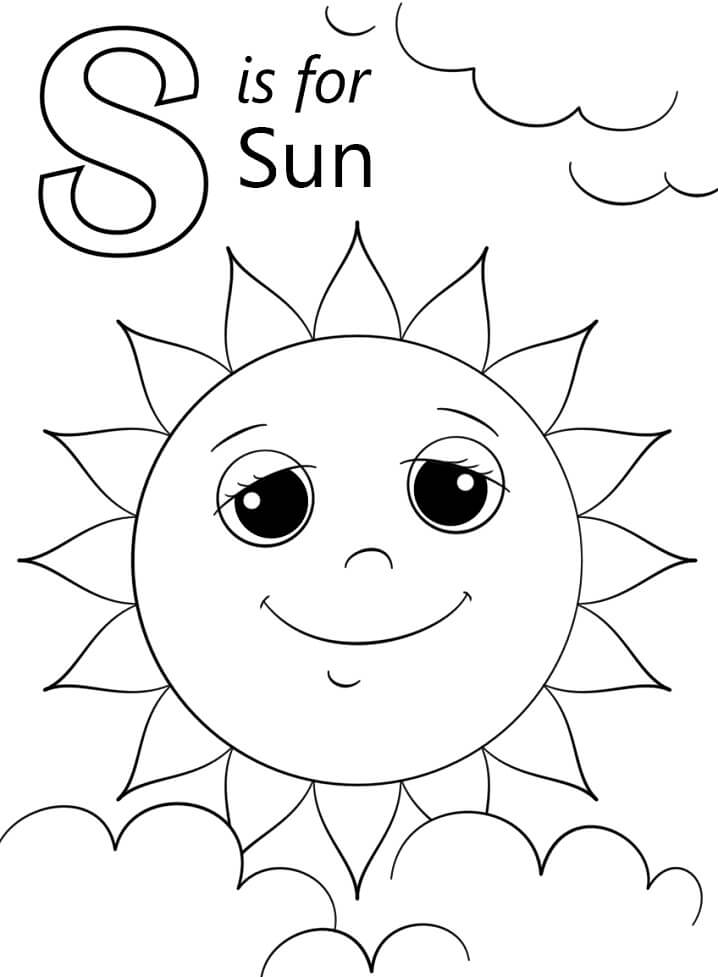 Sun Letter S Coloring Page - Free Printable Coloring Pages for Kids