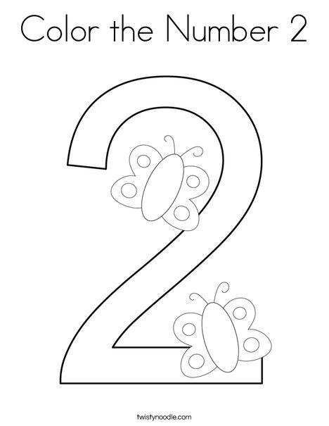 Color the Number 2 Coloring Page - Twisty Noodle