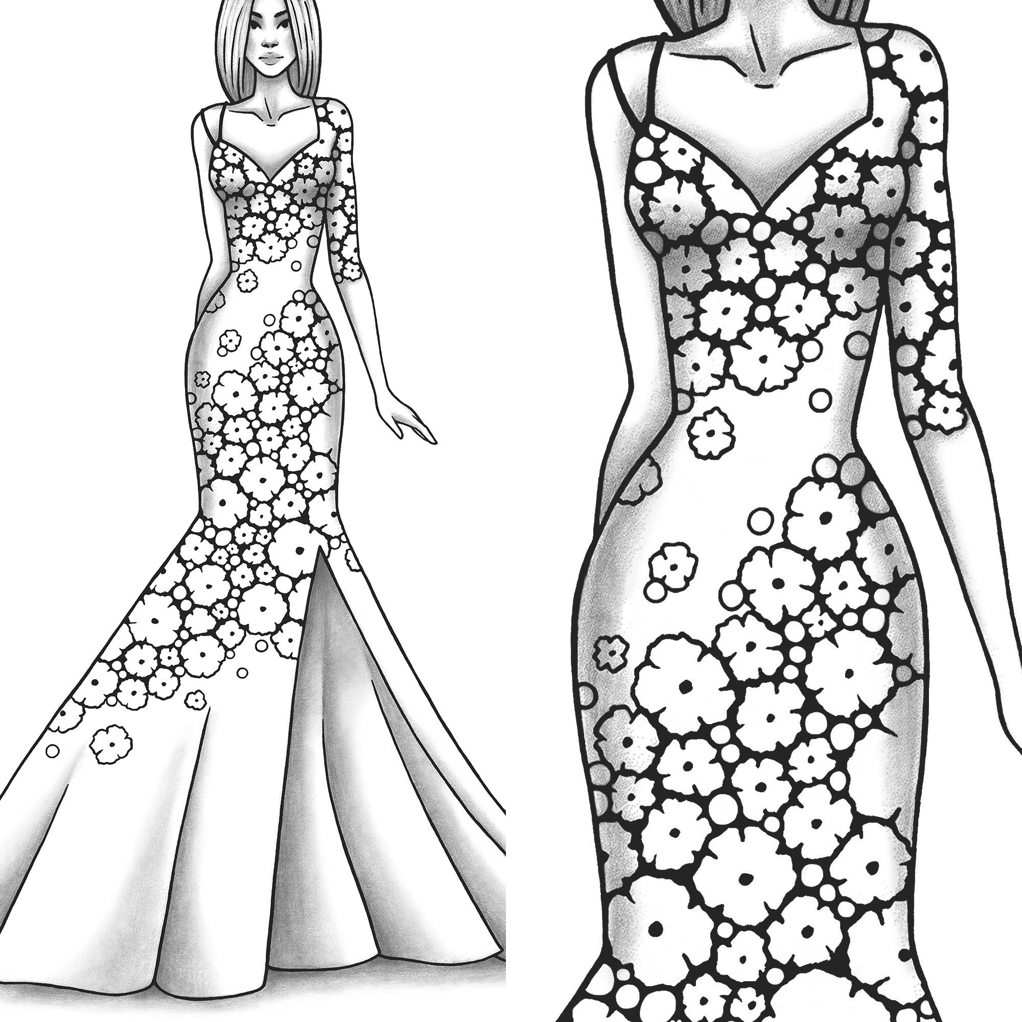 Adult Coloring Page Fashion and Clothes Colouring Sheet Model - Etsy