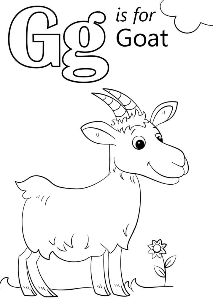 Goat Letter G Coloring Page - Free Printable Coloring Pages for Kids