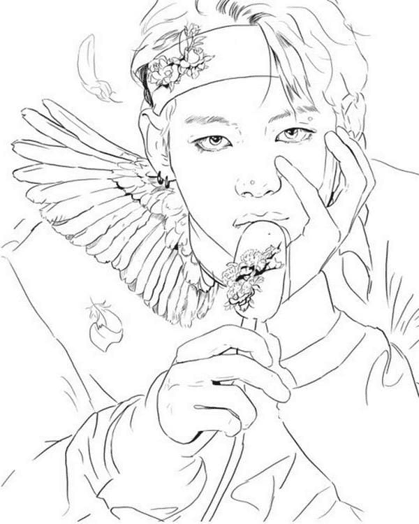Suga eat ice cream Coloring Pages - BTS Coloring Pages - Coloring Pages For  Kids And Adults