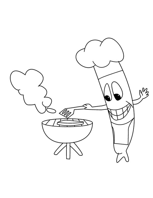 Grilling Sausage For Hot Dog Coloring Page : Coloring Sky | Dog coloring  page, Coloring pages, Fish coloring page