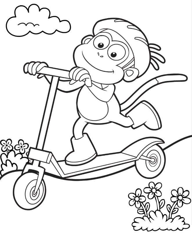 Happy Day with Scooter Colouring Pages - Picolour