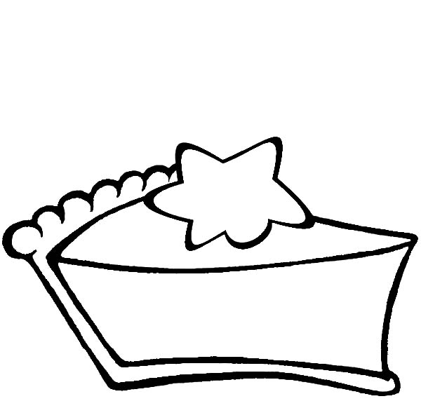 Slice of Chocolate Cake with Star on it Coloring Pages - NetArt