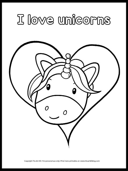 I Love Unicorns Coloring Page (free!) - The Art Kit