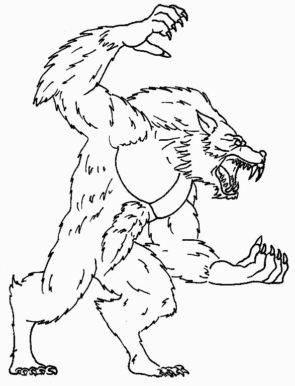 Werewolf Angry werewolf to color coloring pages