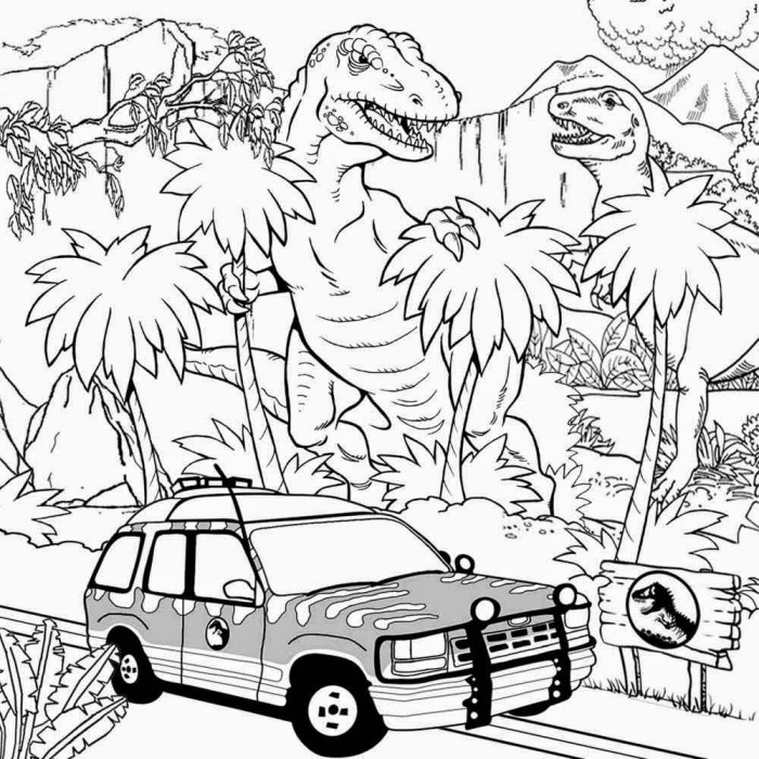 TRex and Indominus Rex Coloring Page |