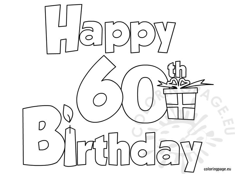 Happy 60 Birthday coloring page ...coloringpage.eu
