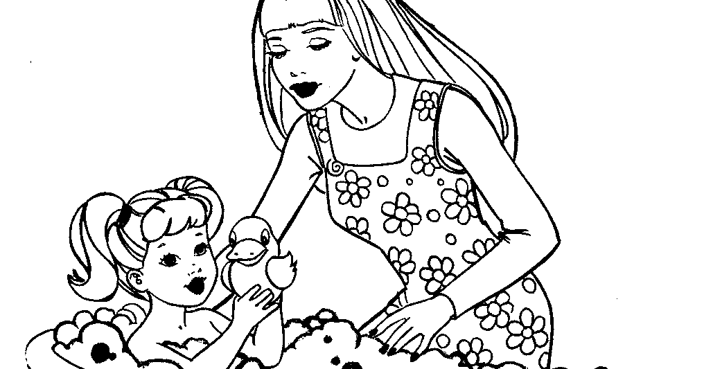 BARBIE COLORING PAGES: BARBIE AND KELLY COLORING PAGE