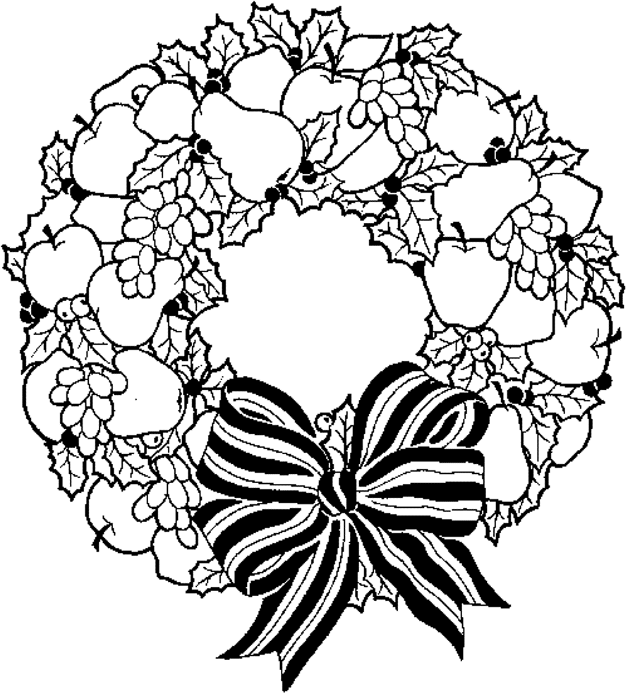 Christmas Wreath Coloring Page Printable - High Quality Coloring Pages