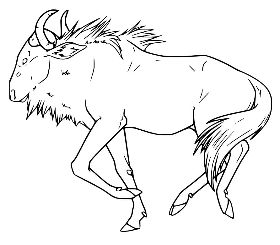 Realistic Wildebeest Coloring Page - Free Printable Coloring Pages for Kids