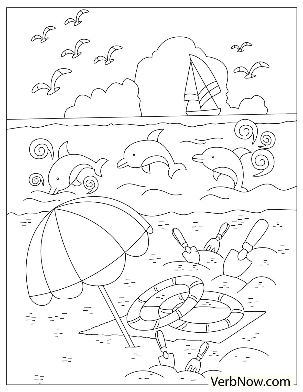 Free BEACH Coloring Pages for Download (Printable PDF) - VerbNow