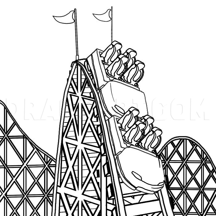 How To Draw A Roller Coaster, Coloring Page, Trace Drawing