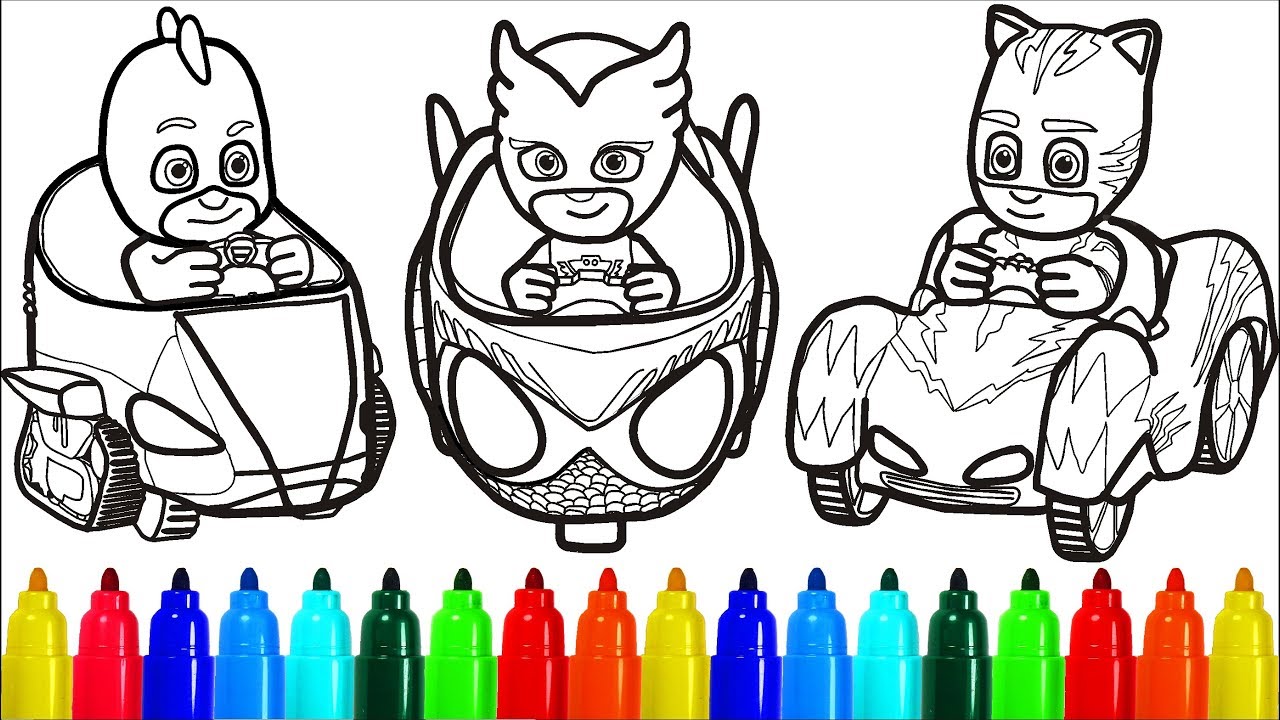 PJ Masks On Cars Coloring Pages | Colouring Pages for Kids with ...