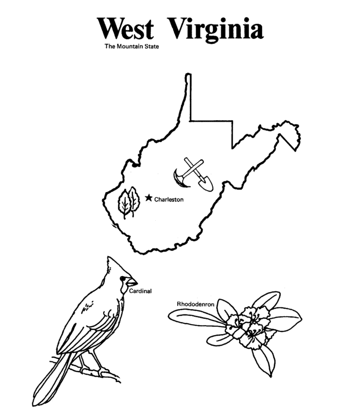 State outline shape and demographic map - State of West Virginia Coloring  Pages | Coloring pages, Map of west virginia, West virginia