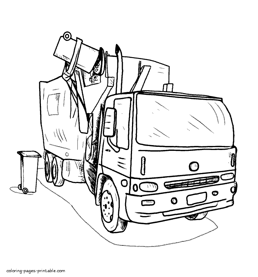 Garbage Truck Coloring Page.. Coloring Pages Printable.com - Coloring Home