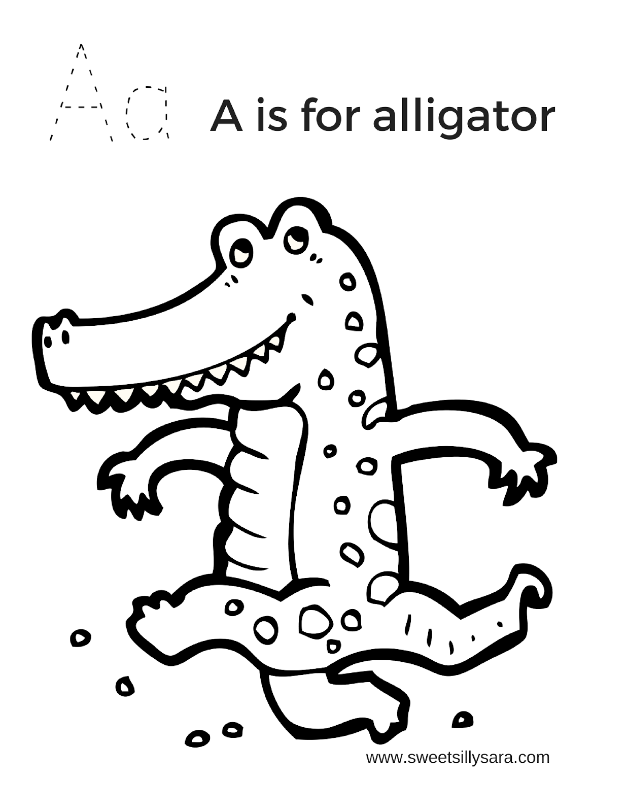 Crafting Reality with Sara: A is for Alligator Coloring Page
