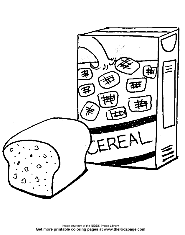 Bread and Cereal Free Coloring Pages for Kids - Printable Colouring Sheets