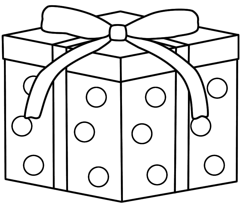 Christmas Gift with Dots - Coloring Page (