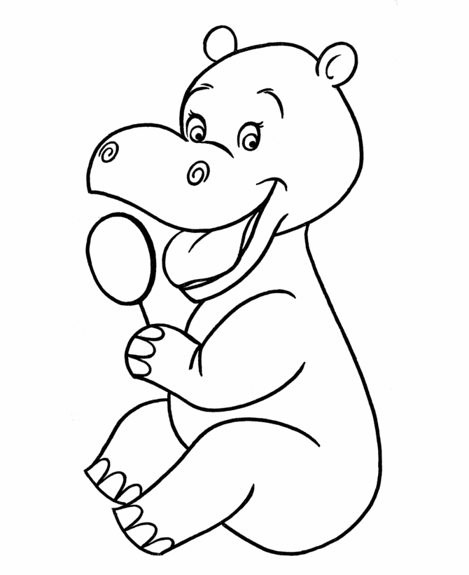 Pre-K Coloring Pages | Free Printable Hippopotamus Pre-K Coloring 