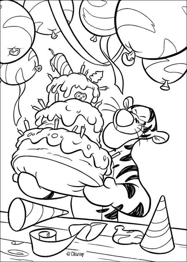 Winnie The Pooh coloring pages - Tigger's cake