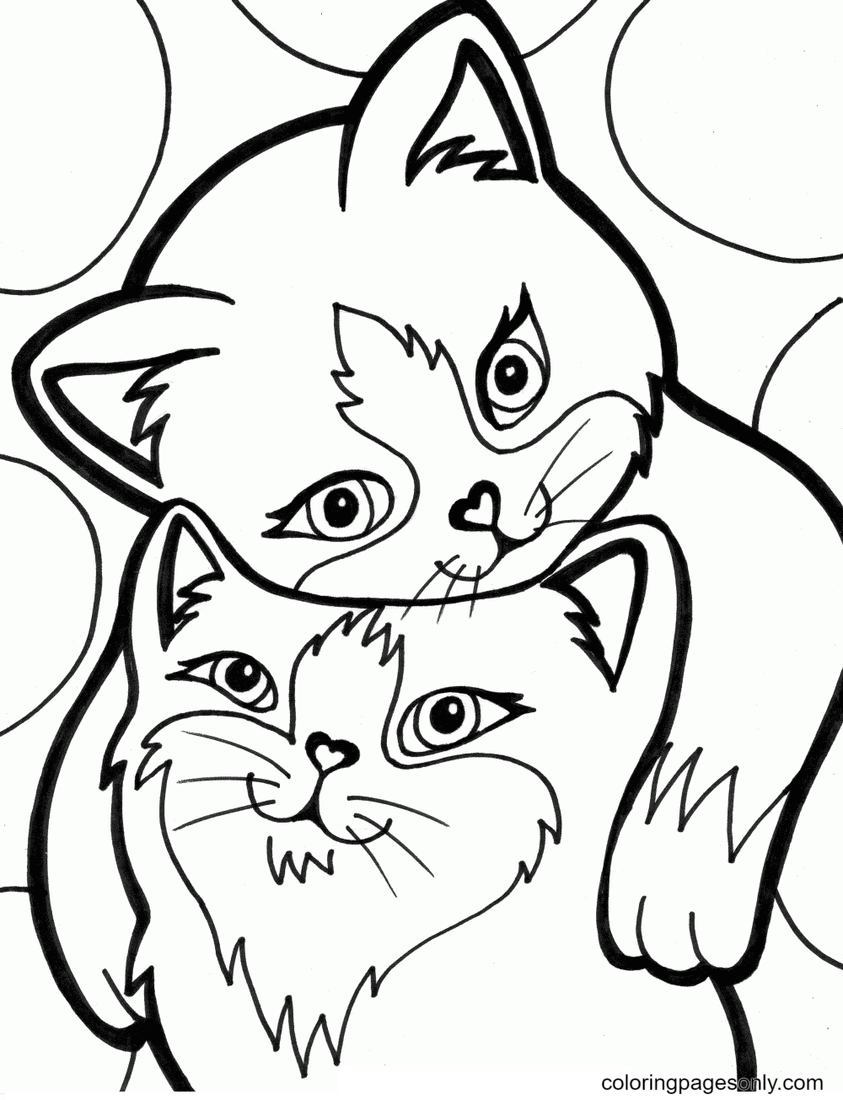 Cute Kitten Under the Umbrella Coloring Pages - Kitten Coloring Pages - Coloring  Pages For Kids And Adults