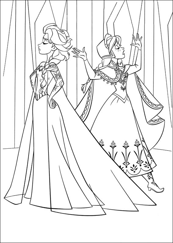 Elsa Let It Go With Anna Coloring Pages - Coloring Cool