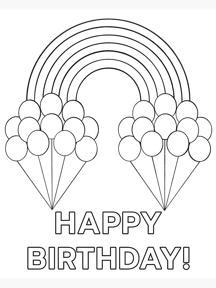 Color Your Own Rainbow and Balloons Birthday Wish!