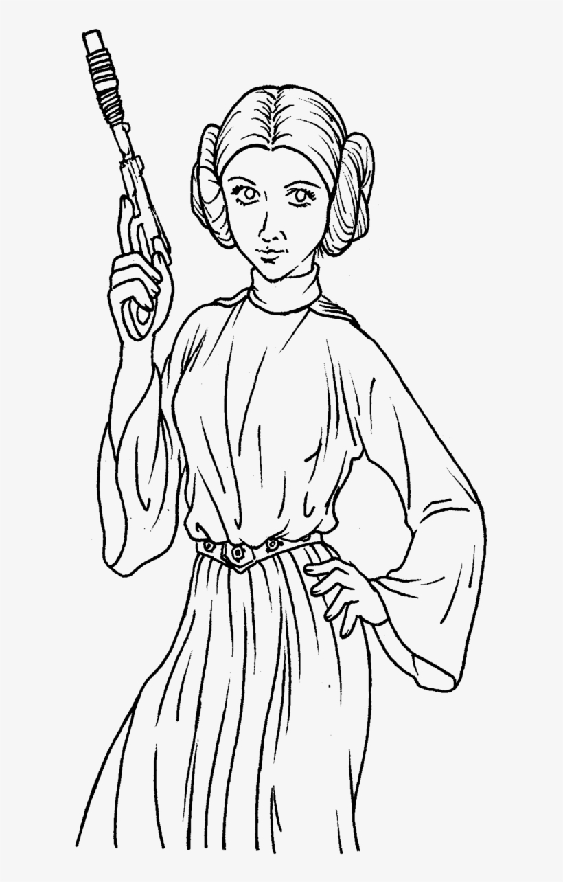 Princess Leia Coloring Sheets - Star Wars Leia Coloring Pages Transparent  PNG - 655x1219 - Free Download on NicePNG