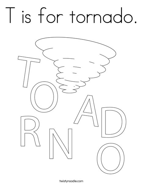 T is for tornado Coloring Page - Twisty Noodle