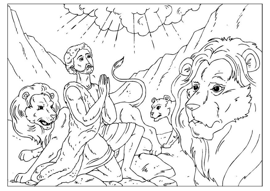Coloring Page Daniel in the lions' den - free printable coloring pages -  Img 25953