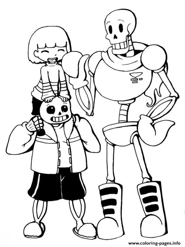 Undertale Trio Frisk Sans And Papyrus By Chiherah Coloring Pages Printable