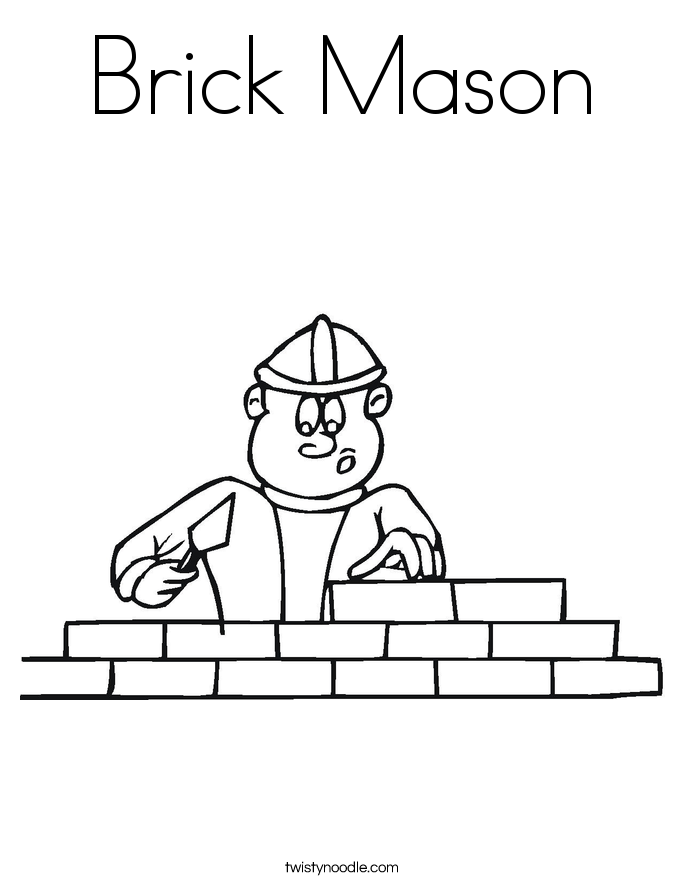 Brick Mason Coloring Page - Twisty Noodle