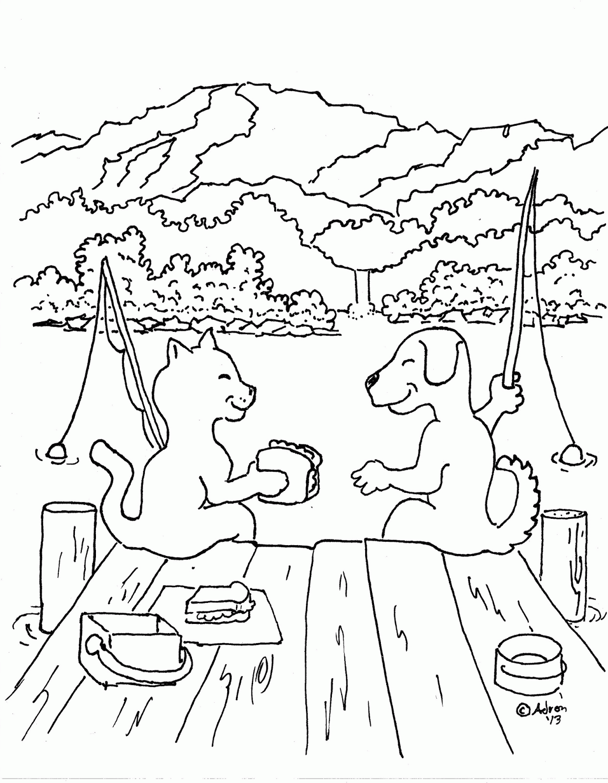 Cats And Dogs - Coloring Pages for Kids and for Adults