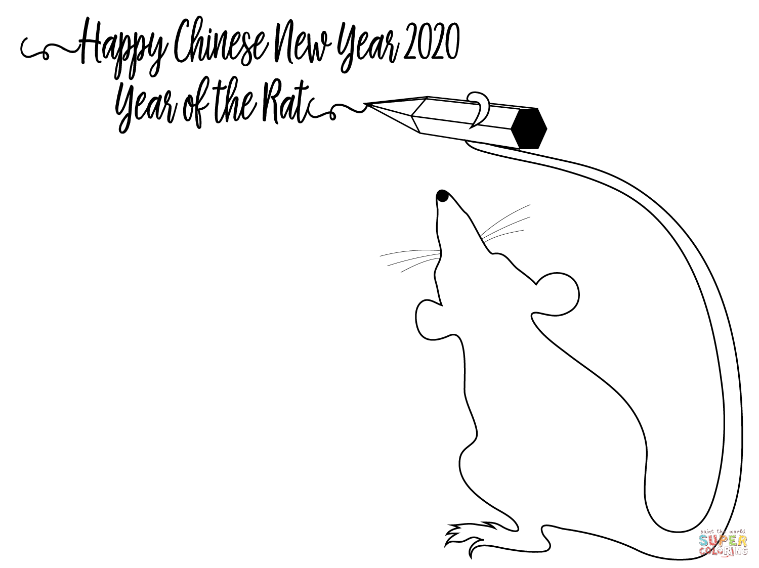 Happy Chinese New Year 2020 Coloring Page | Free Printable