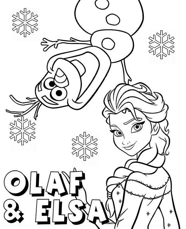 Snowman Olaf And Princess Elsa Coloring Page, Sheet - Coloring Home
