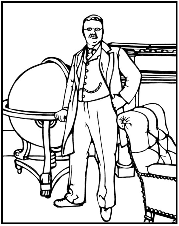 Theodore Roosevelt Coloring Page | Purple Kitty