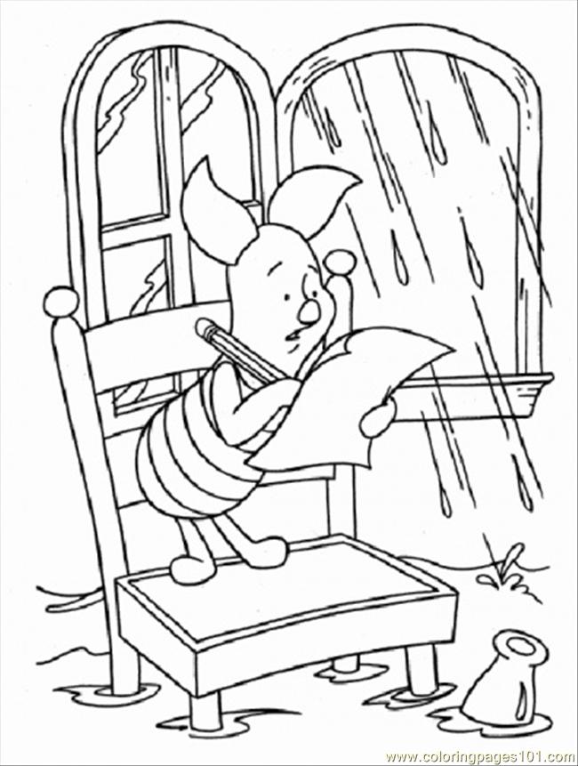 Piglet Is Writing Coloring Page - Free Winnie The Pooh ...