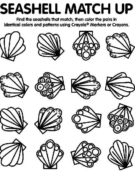 Sea Shell Match Up Coloring Page ...crayola.com