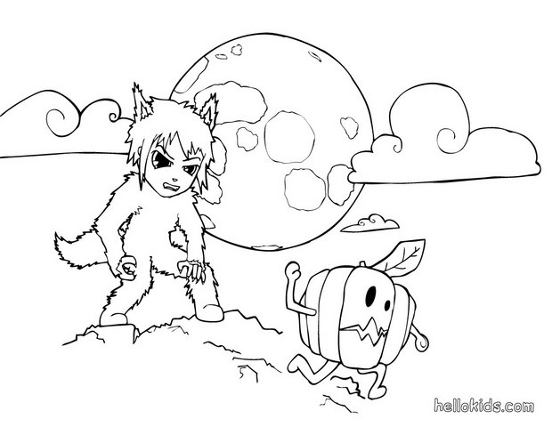 Frigthful werewolf coloring pages - Hellokids.com