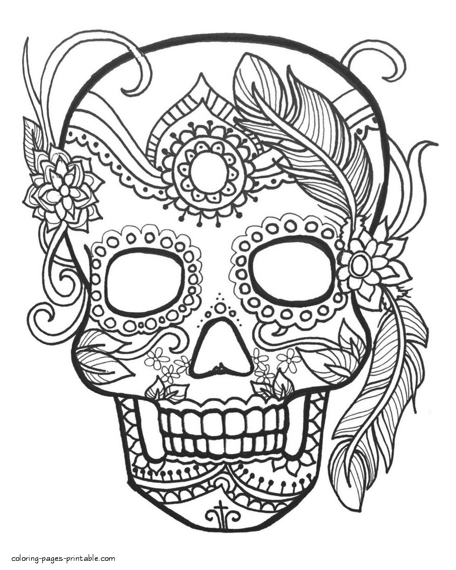 Free Printable Sugar Skull Coloring Pages Splendiy Sheet For ...