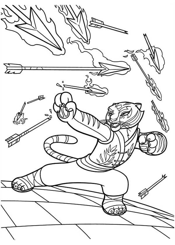 Awesome Tigress Punch a Lot of Arrow in Kung Fu Panda Coloring ...
